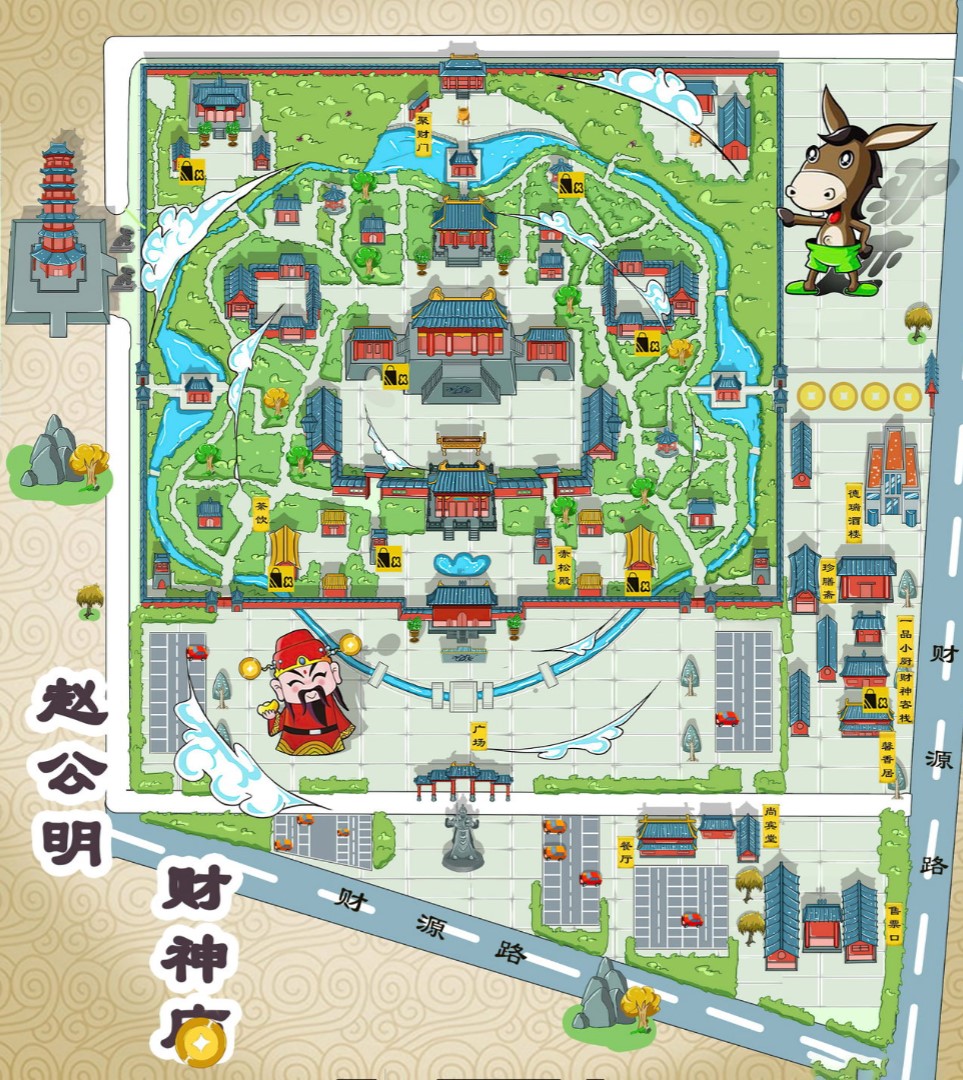 龙州寺庙类手绘地图